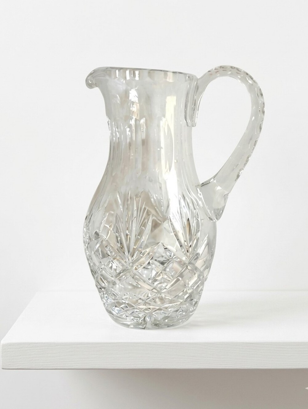 Crystal Glass Pitcher Barski Hand Cut - Mouth Blown 9" Barware Clear